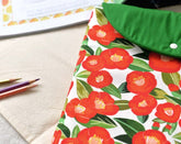 半碼韓國製造水彩山茶花圖案布料